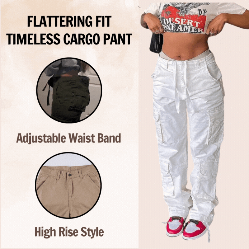 Straight Leg Vintage Baggy Cargo Pants Adjustable High Waist Strap Str –  HanaChoice