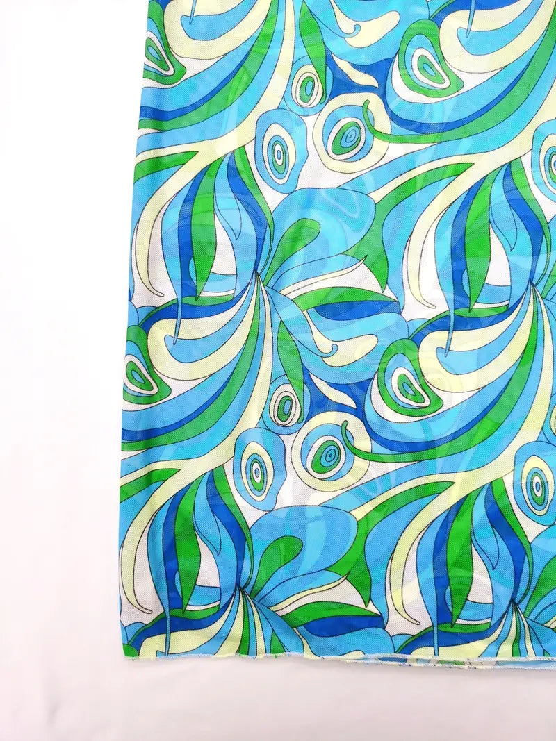 3 Pieces Geometrical Print Drawstring High Waisted Bikini Set Swimsuit Cover Up With Swim Shorts