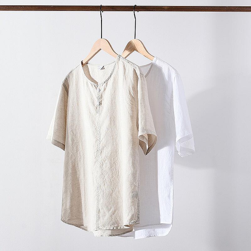 Linen Short Sleeve Shirt - Loose Fit