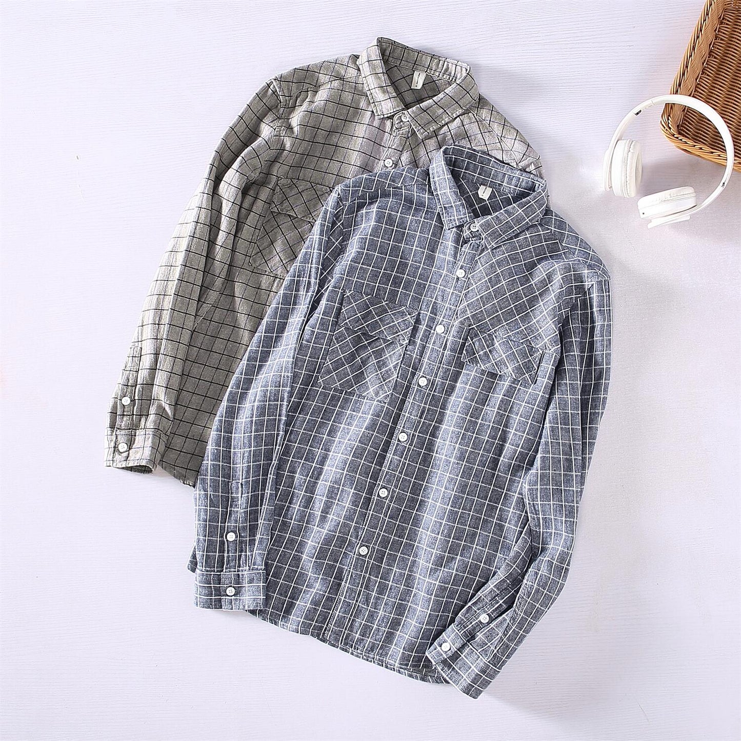 Plaid Square Collar Shirt - Casual Workwear