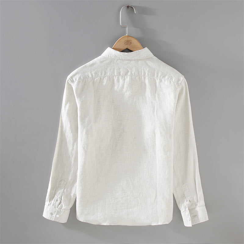 Simple Pure Linen Long Sleeve Shirt