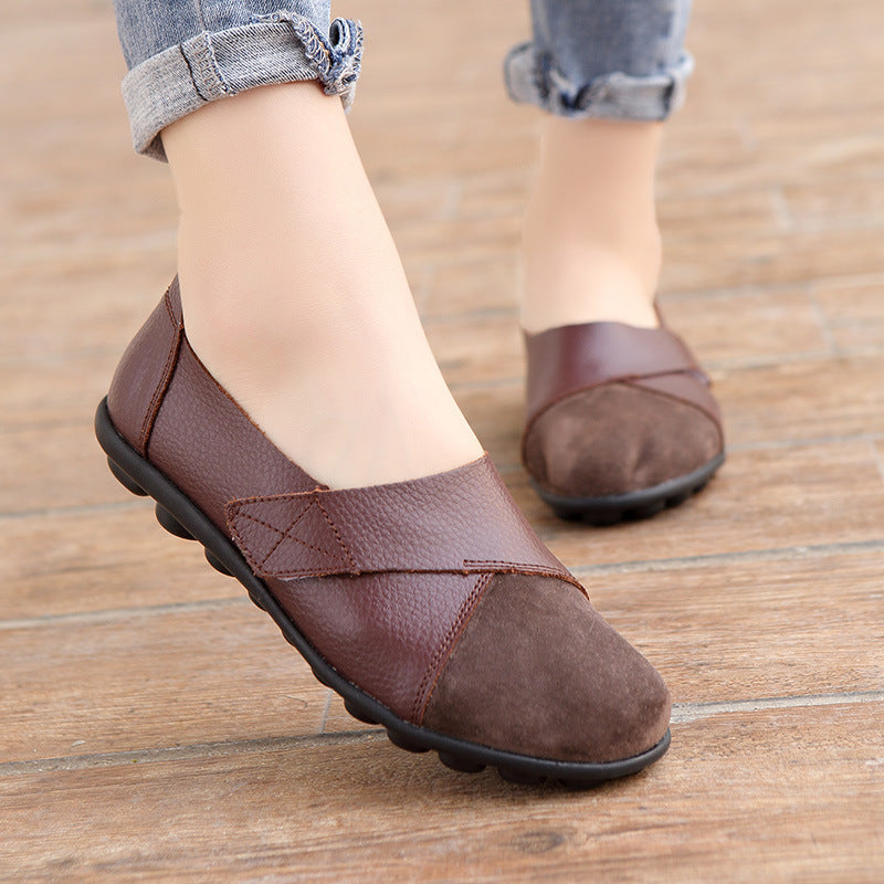 Orthopedic Wide Toe Box Comfy Leather Loafer Shoe For Women