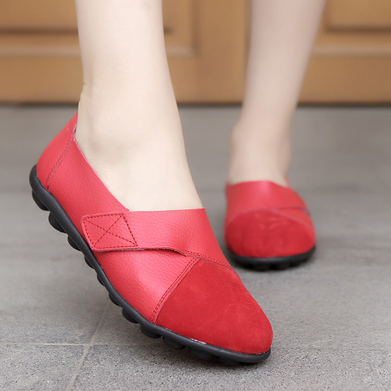 Orthopedic Wide Toe Box Comfy Leather Loafer Shoe For Women