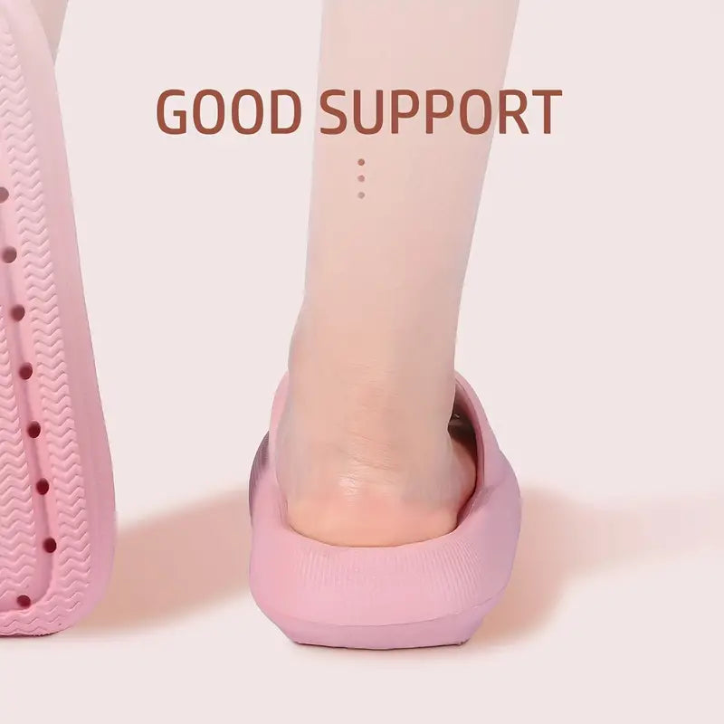 Women's Solid Color Casual Slip On Cloud Slides Comfortable Soft Sole Shoes