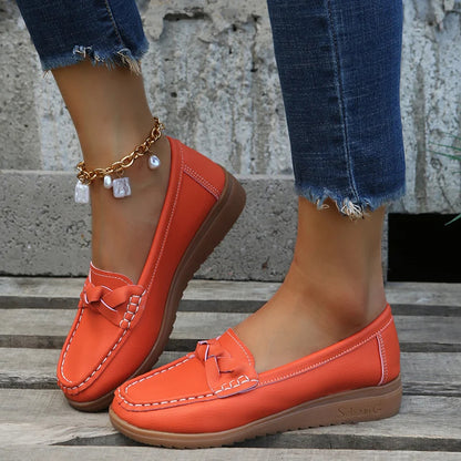 Orthopedic Women Summer Shoes Soft Leather Slip On Walking Loafers Shoes