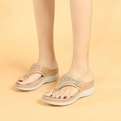 Soft Bottom Orthopedic Sandals Wedge Hollow Out Wear Resistant Summer Flip Flops
