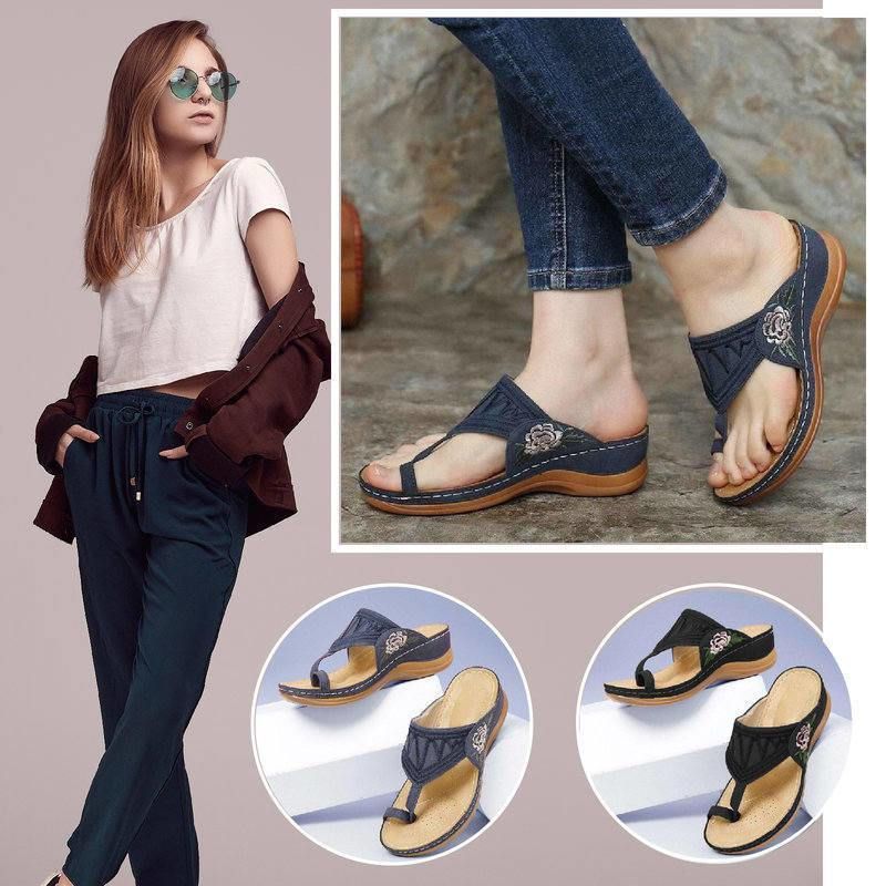 Dr.Care Zapatos Embroidery Orthopedic Comfy Flip Flop Sandals 2022, Walking Leather Sandals 2022 - Smiths Picks - Orthopedic Shoes & Sandals